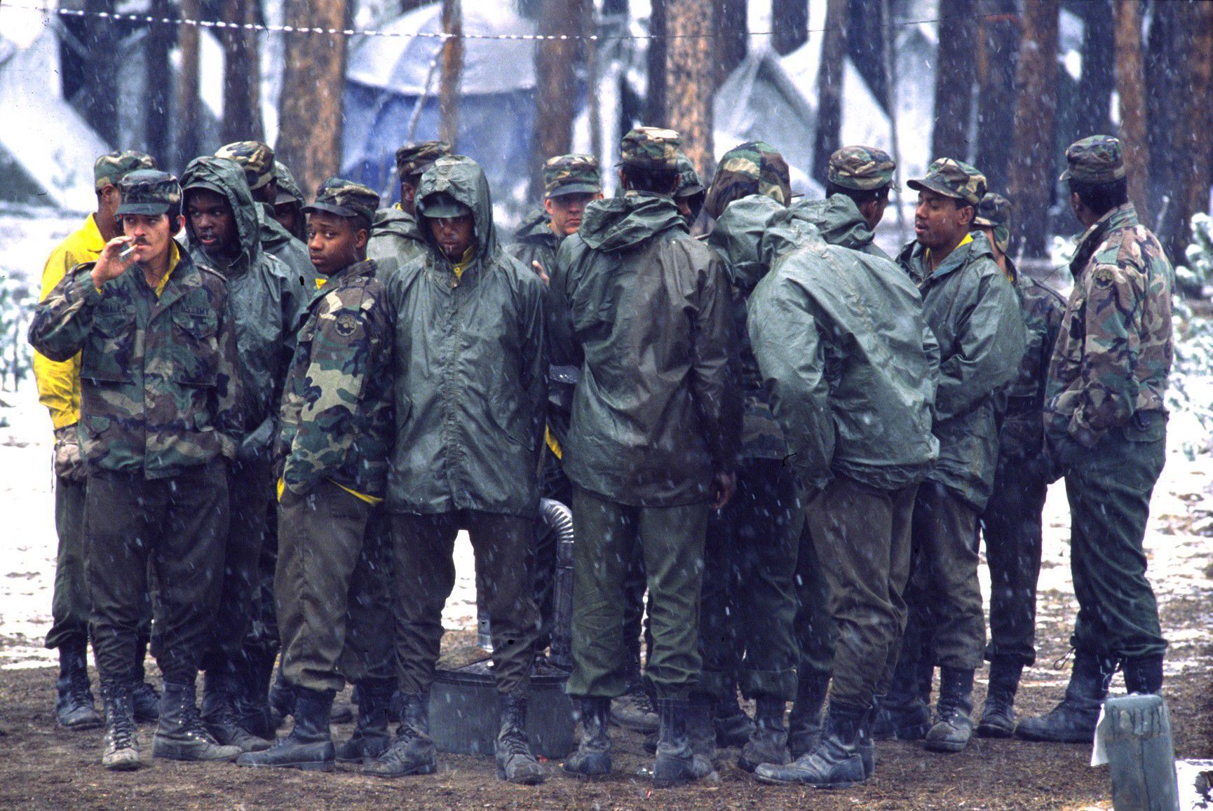 Soldiers from Fort Lewis try to stay warm